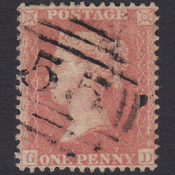 GB QV 1857 1d Pale Rose (Plate 34) SGC9A(1) GD VFU Bawtry 55 Perfect Centring