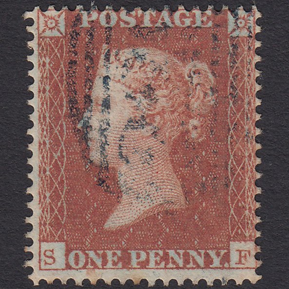 GB QV 1850 1d Red-brown Archer (Plate 100) SG16b-ce2 SF GU Blue Cancel
