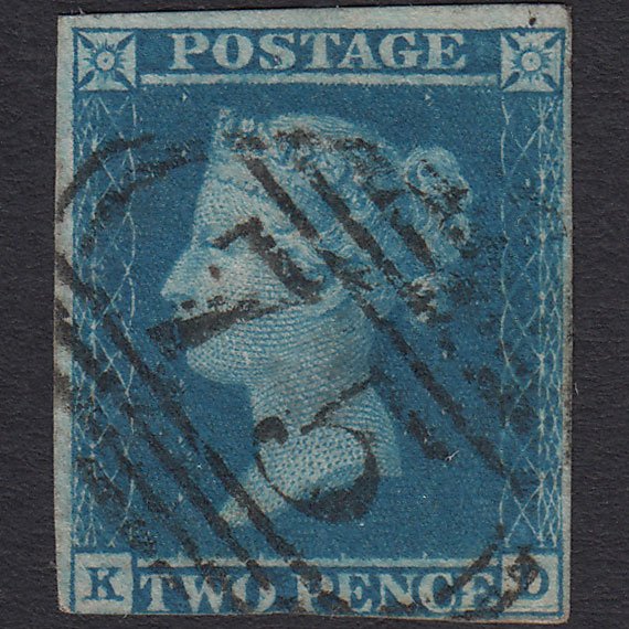 GB QV 1841 2d Blue (Plate 3) SG14-E1(2) KD GU nr 4 Margins Birmingham 75
