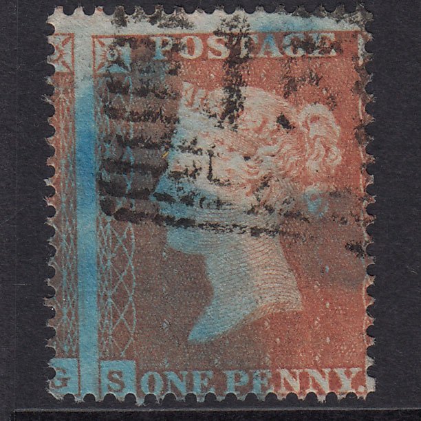 GB QV 1854 1d Red-Brown SG17-C1(1) SH GU Glasgow 159 Huge Misperf