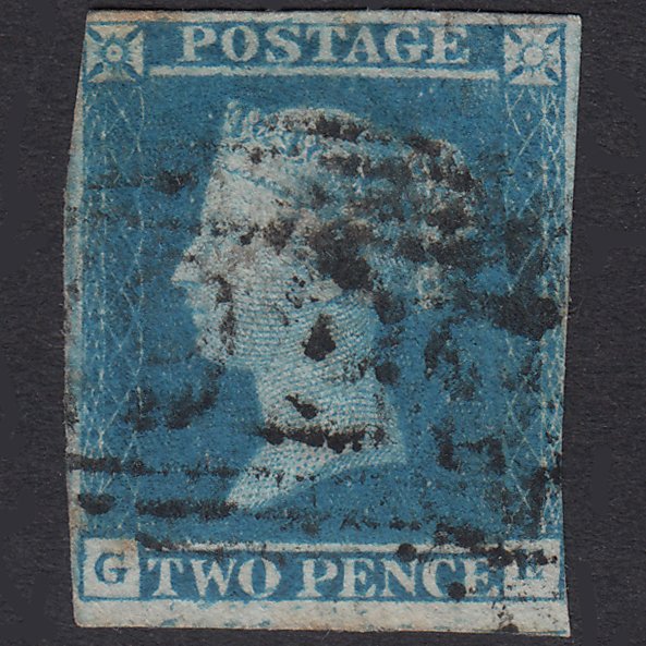 GB QV 1841 2d Blue Plate 3 SG14-E1(2) GE GU Bingham 656