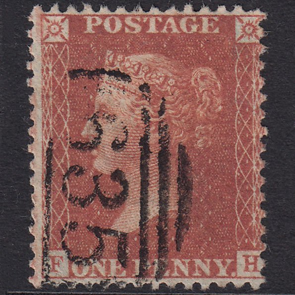 GB QV 1856 1d Red-Brown Plate 38 SG29-C8(1) FH GU Reading 635