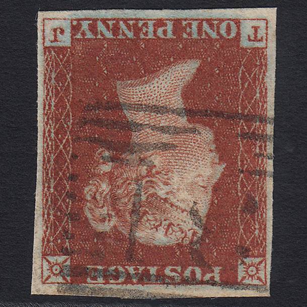 GB QV 1841 1d (Plate 42) Wmk Inverted (SG8) 'TJ' VFU Edinburgh (131)