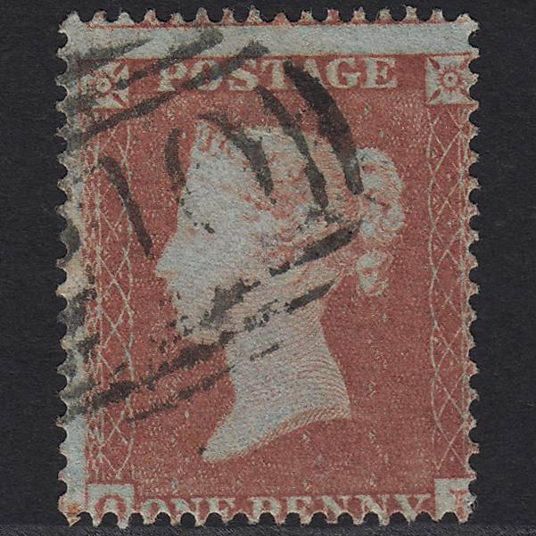 GB QV 1854 1d Red-brown SG17-C1(1) GU Light Cancel Mark in Margin