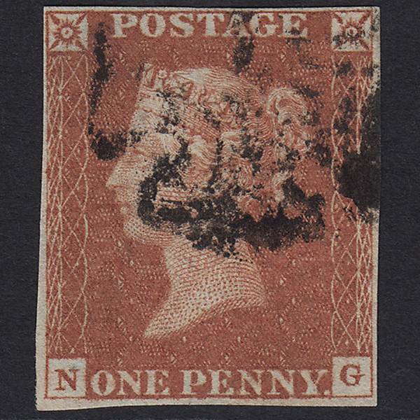 GB QV 1841 1d Red-brown (Plate 33) SG8-B1(1) NG FU Maltese X 4M Imperf