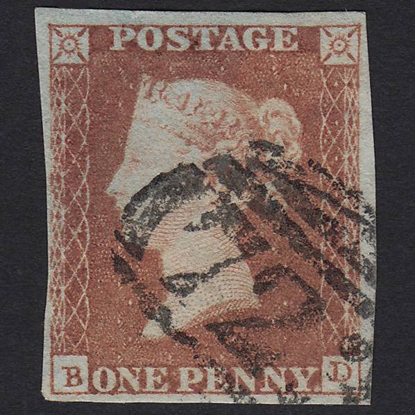 GB QV 1841 1d Red-brown (Plate 97) SG8-B1(1) BD FU Southampton 723 4M