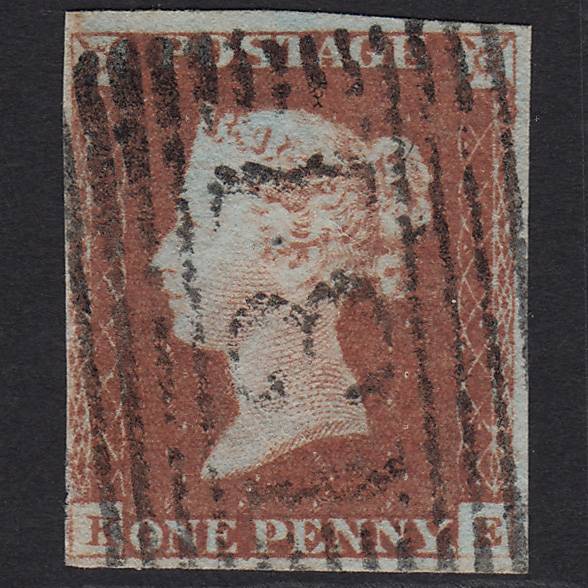 GB QV 1841 1d Red-brown (Plate 86) SG8-B1(1) KE GU 4 Margins Edinburgh 131