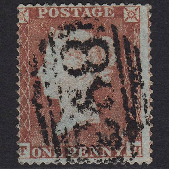 GB QV 1854 1d (Plate 172) SG17-C1(1) TC GU Wingham 893 Misperf Pinhole