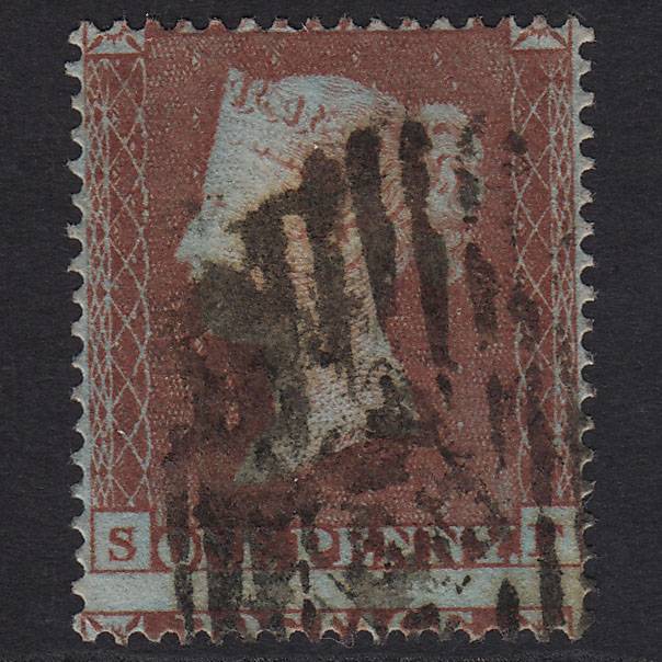 GB QV 1854 1d (Plate 172) SG17-C1(1) SF GU London IS Cancel Large Misperf