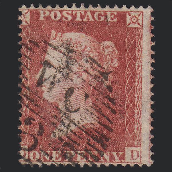 GB QV 1857 1d Rose-red (Plate 45) SG36-C11 DD FU London D&S WC3 Misperf