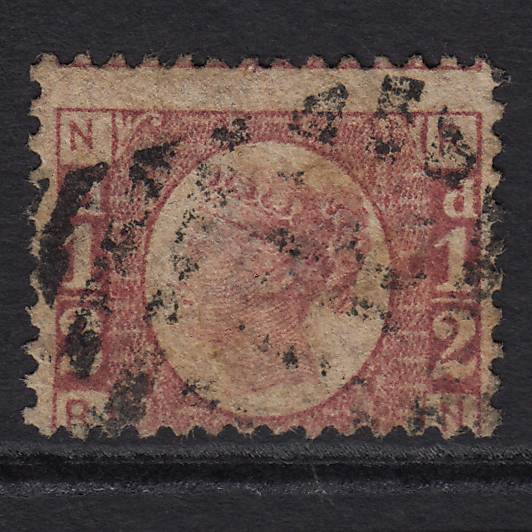 GB QV 1870 1/2d Rose (Plate 5) SG49-G4 RN GU Misperf
