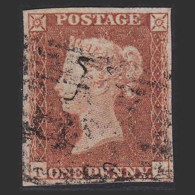 GB QV 1841 1d Red-brown (Plate 102) SG8-B1(1) TA GU 4 Margins