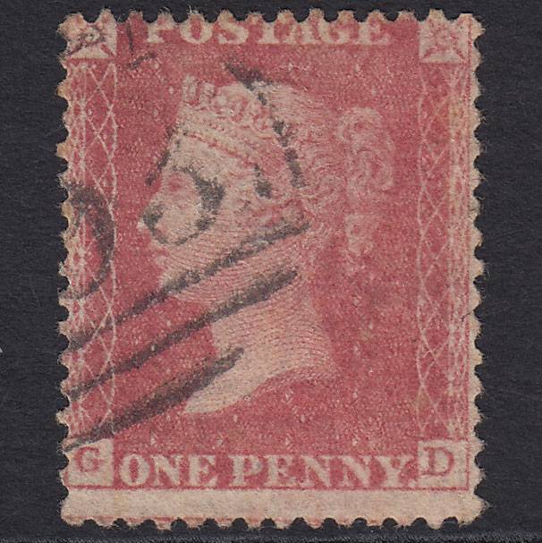 GB QV 1861 1d Pale Rose-red Plate R16 SGC13(4) GD FU