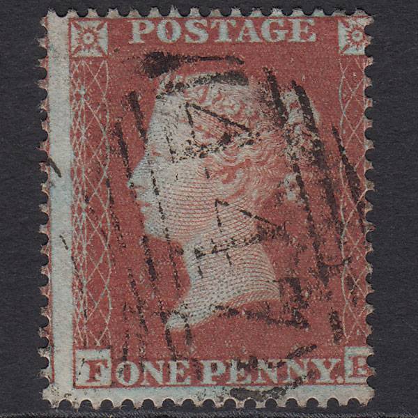 GB QV 1854 1d Red-brown Plate R5 SG17-C1(1) FB FU Leeds 447 Misperf