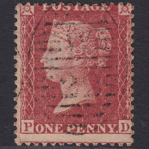 GB QV 1857 1d Deep Rose-red (Plate 42) SG41-C10(4) PD FU London D&S W22 Misperf