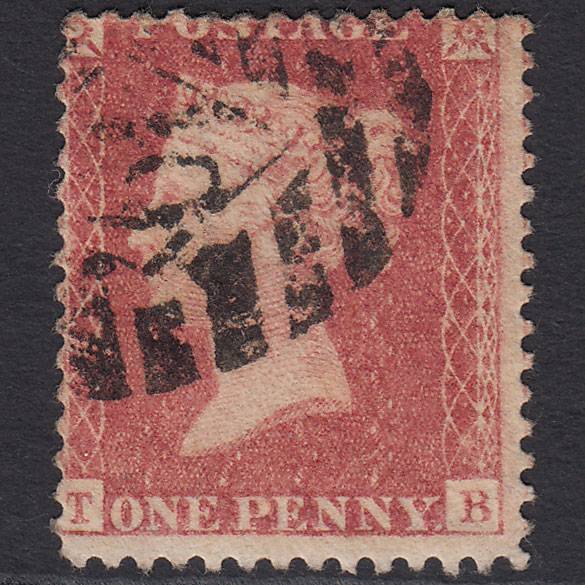 GB QV 1857 1d Rose-red (Plate 27) SG40-C10(1) TB FU London IS Cancel