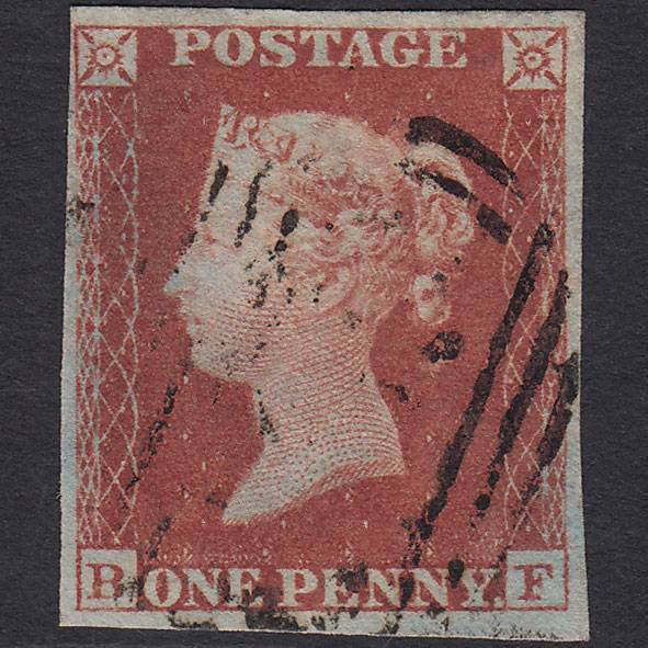 GB QV 1841 1d Red-brown (Plate 158) SG8-B2(1) BF FU 4 Margins Light Cancel