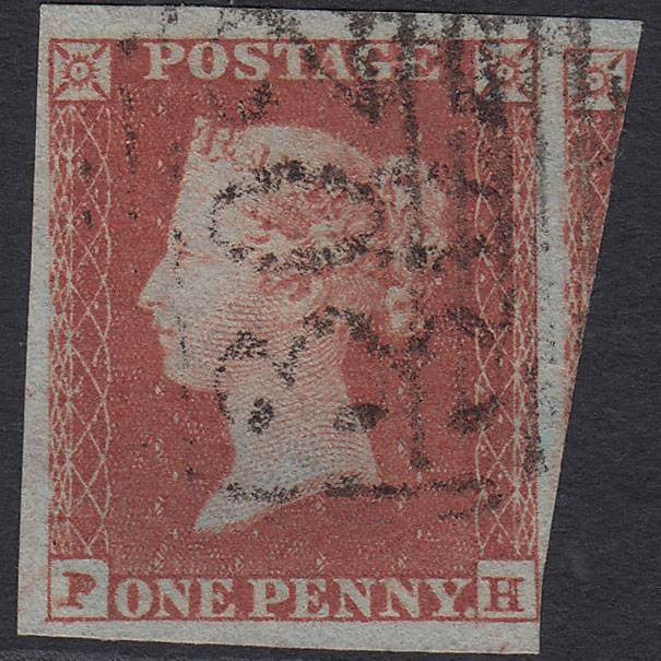 GB QV 1841 1d Red-brown (Plate 167) SG8-B2(1) PH FU 4 Margins Folkingham 302