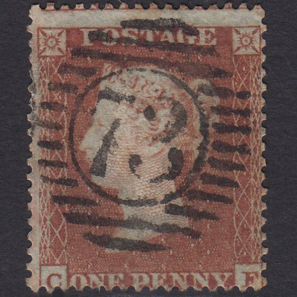 GB QV 1854 1d Red-brown (Plate 201) SG17-C1(1) CF GU London D&S 73 Misperf