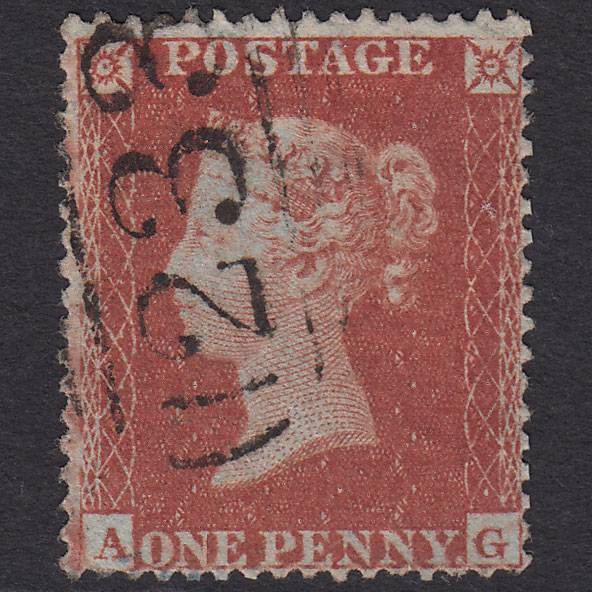 GB QV 1854 1d Plate R2 SG17-C1(1) AG FU Missing Imprimatur Darlington 233