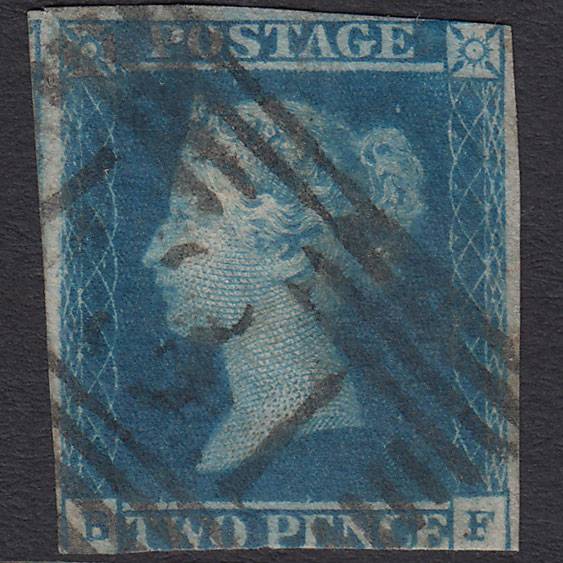 GB QV 1841 2d Blue (Plate 3) SG14-E1(2) BF GU Edinburgh 131
