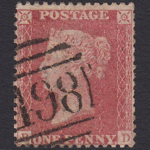 GB QV 1857 1d Rose-red (Plate 41) SG40-C10(1) BD GU Manchester 498