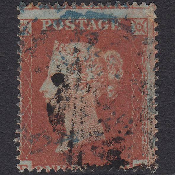 GB QV 1854 1d Red-brown SG17-C1(1) Blue & Black Cancel Misperf