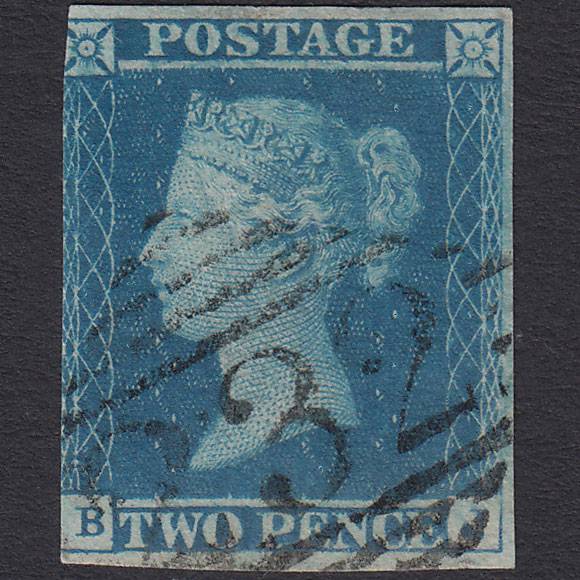 GB QV 1841 2d Blue (Plate 3) SG14-E1(2) BJ FU 3 Margins Galway 232