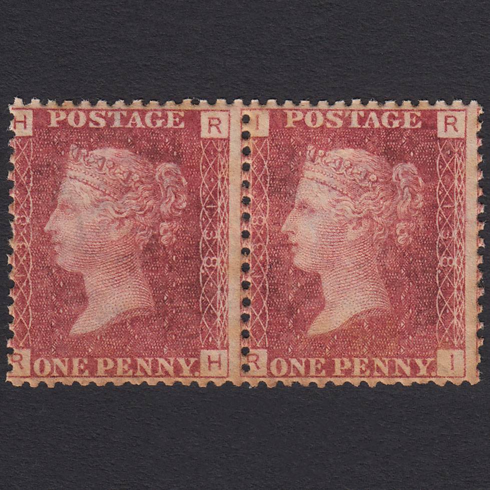 GB QV 1864 1d Lake-red (Plate 138) SG44-G1(2) RH-RI Good MNH Pair
