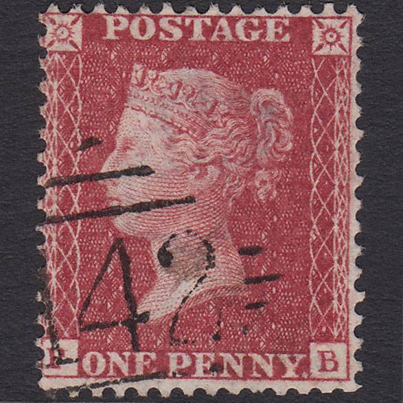 GB QV 1857 1d Deep Rose-red (Plate 59) SG41-C10(4) PB FU Clonmel 142