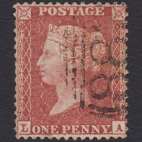 GB QV 1856 1d Red-brown (Plate 30) SG29-C8(1) LA GU Very Well Centred
