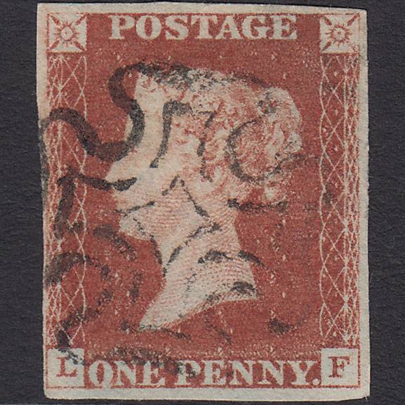 GB QV 1841 1d Red-brown Penny Black (Plate 9) SG7-A2 LF FU 4 Margins MX