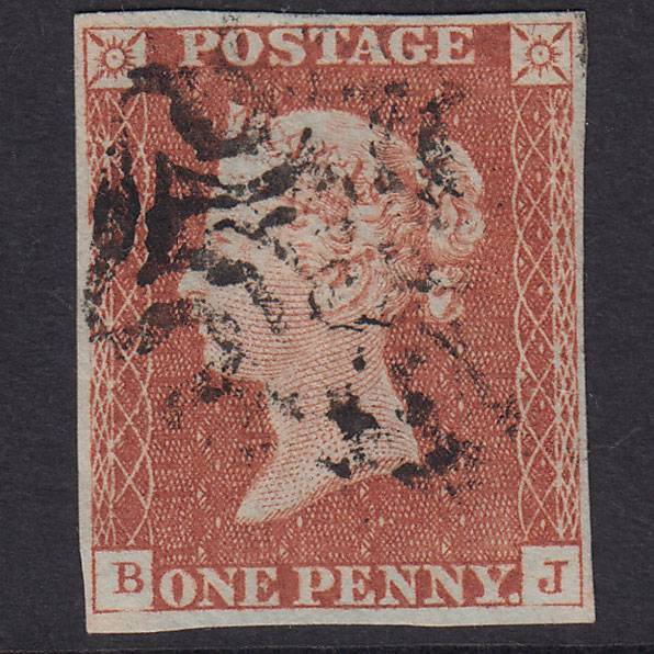 GB QV 1841 1d Red-Brown Plate 28 SG8-B1(1) BJ FU 4 Margins Maltese Cross