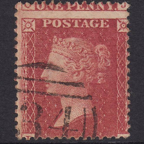 GB QV 1857 1d Deep Rose-Red Plate 52 SG41-C10(4) PJ VFU Large Misperf