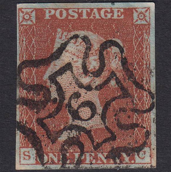 GB QV 1841 1d Red-Brown Plate 34 SG8-B1(1) SC GU 4 Margins NO.9 IN MX