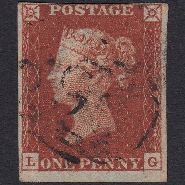 GB QV 1841 1d Deep Red-Brown Plate 56 SG10-B1(4) LG FU Nr 4 Margins