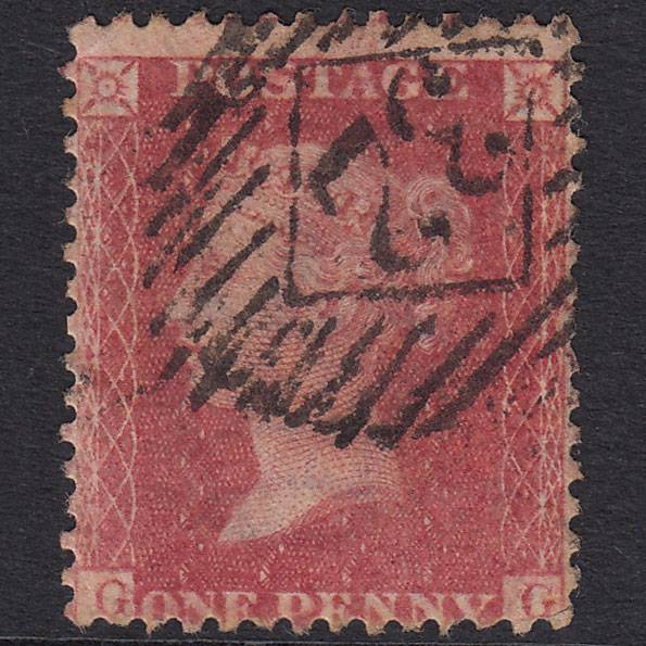 GB QV 1857 1d Rose-Red Plate 52 SG40-C10(1) GG GU London IS 32