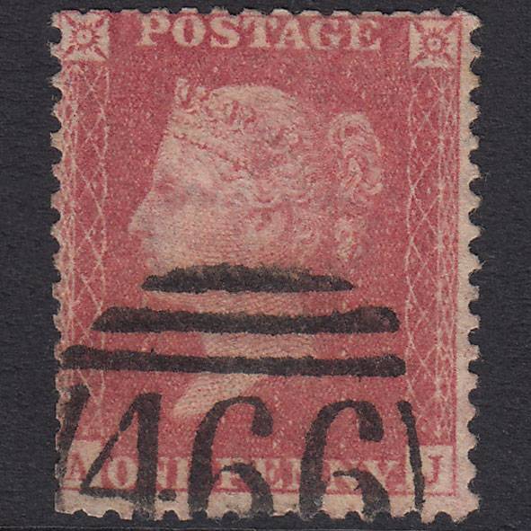 GB QV 1857 1d Plate 63 SG39-C10(3) AJ GU Missing Imprimatur Liverpool 466