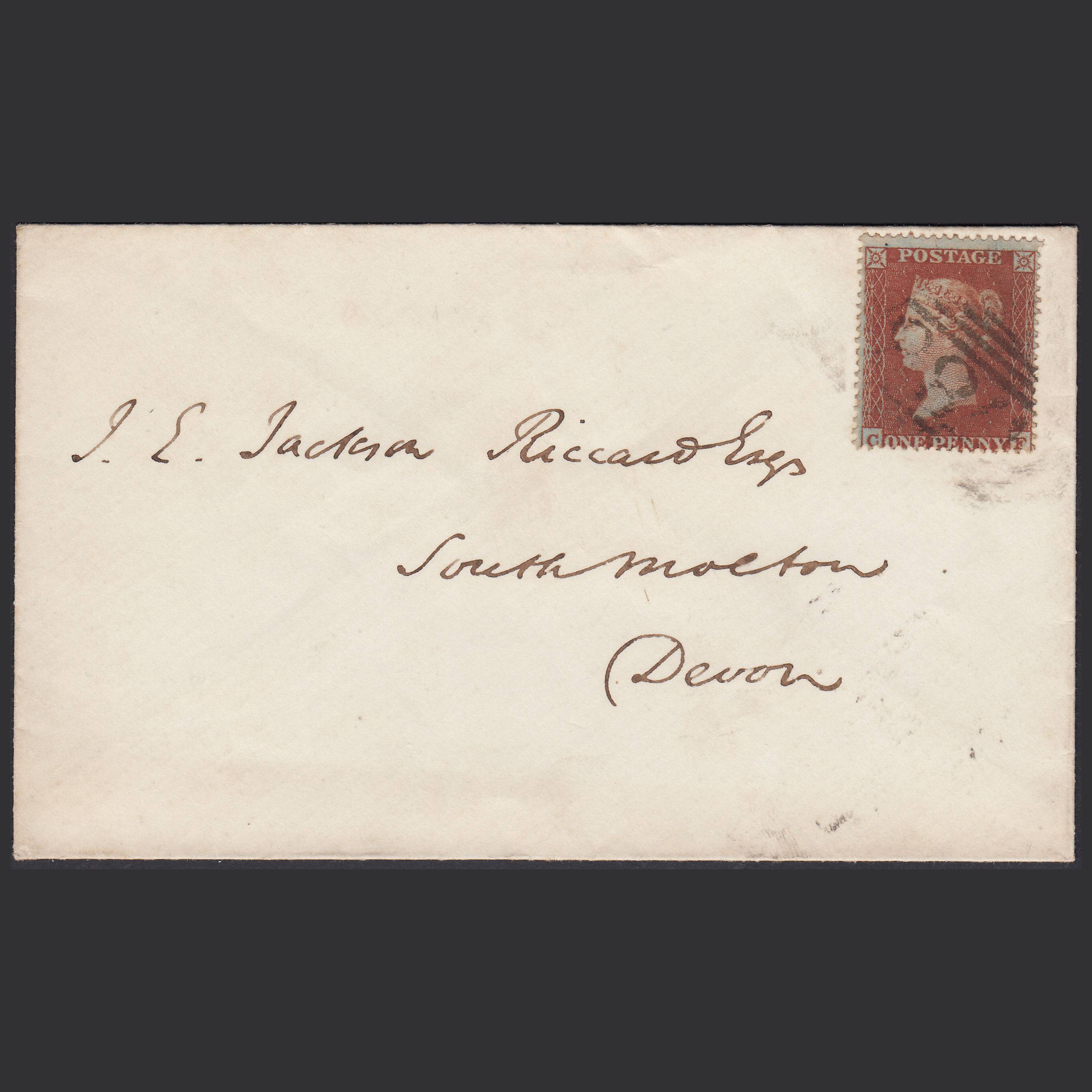 GB QV 1855 1d (Plate 191) SG17-C1(1) CF FU Tewkesbury 788 on Cover