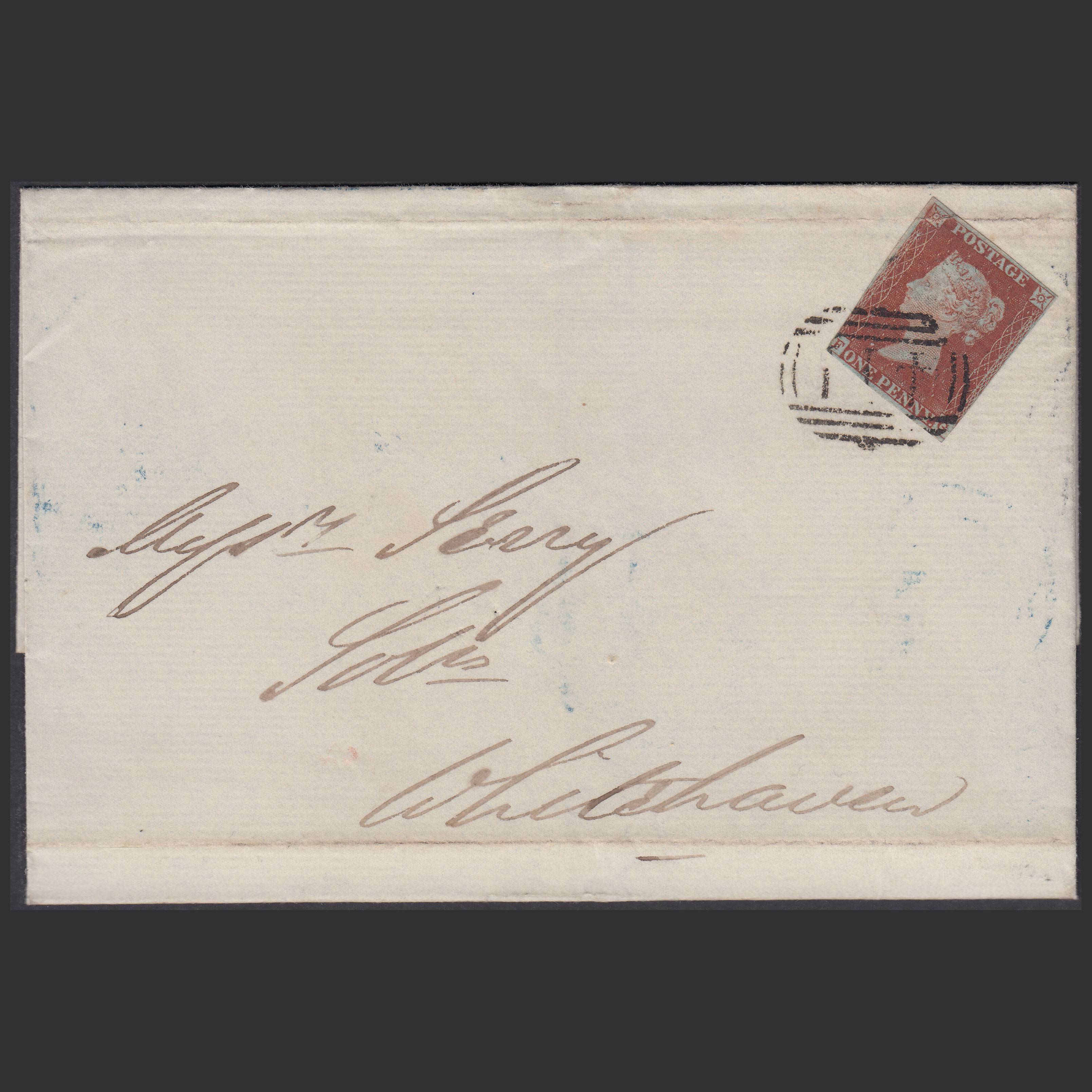 GB QV 1845 1d (Plate 46) SG8-B1(1) FG GU Kendal to Whitehaven Wrapper
