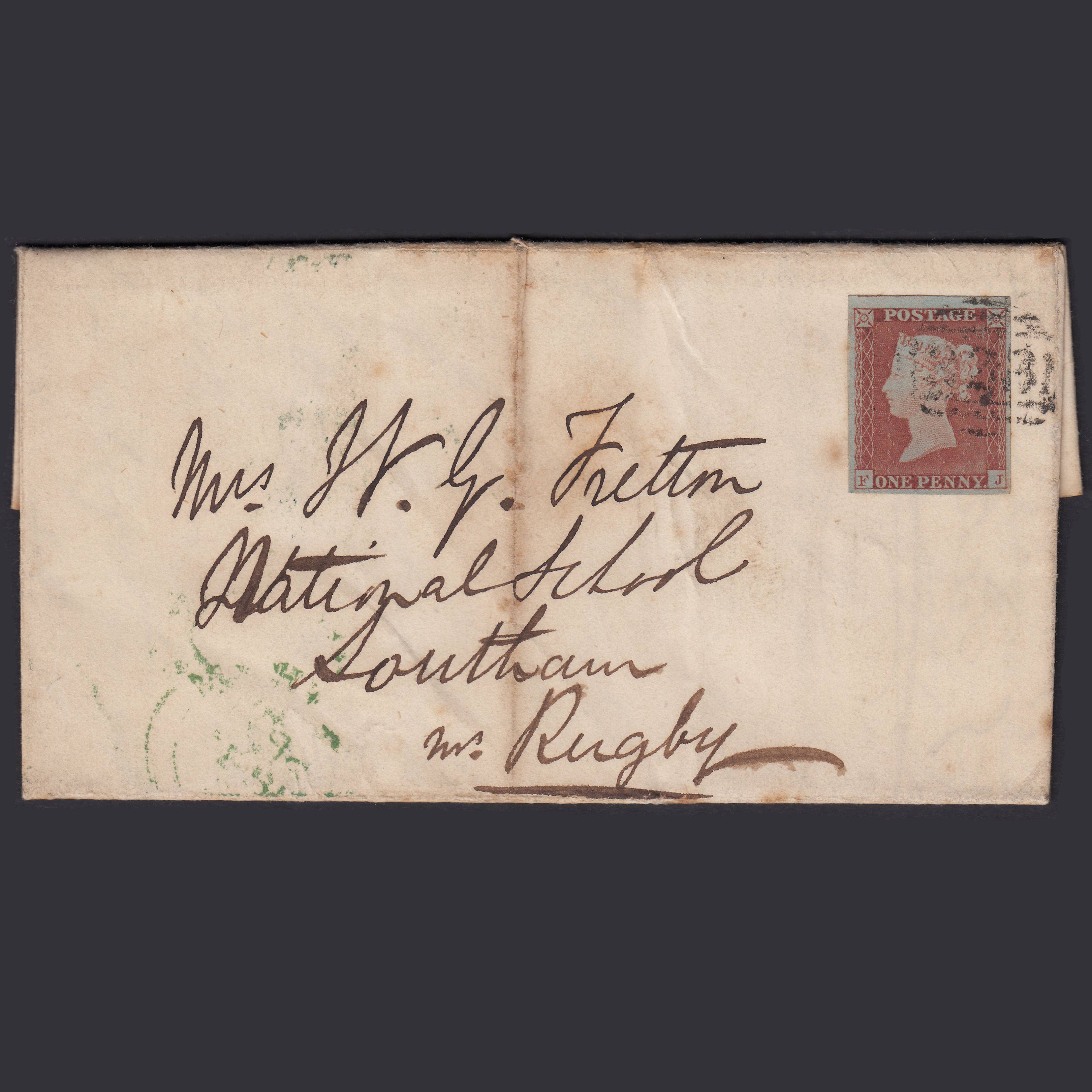 GB QV 1854 1d (Plate 173) SG8-B2(1) FJ FU 4M Coventry to Southam Entire