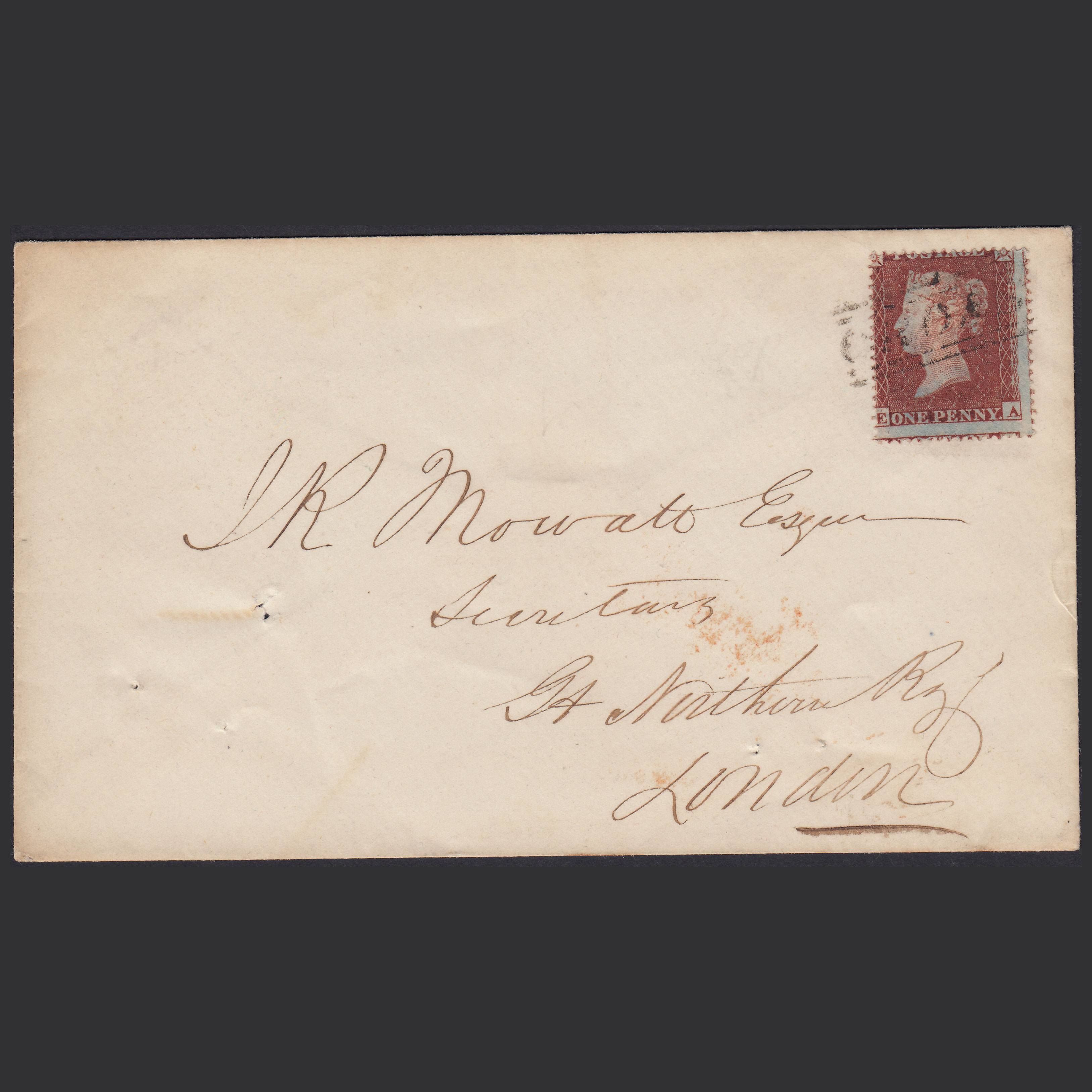 GB QV 1855 1d (Plate 194) SG17-C1(1) EA VFU Cross Scots Local Cancel on Cover