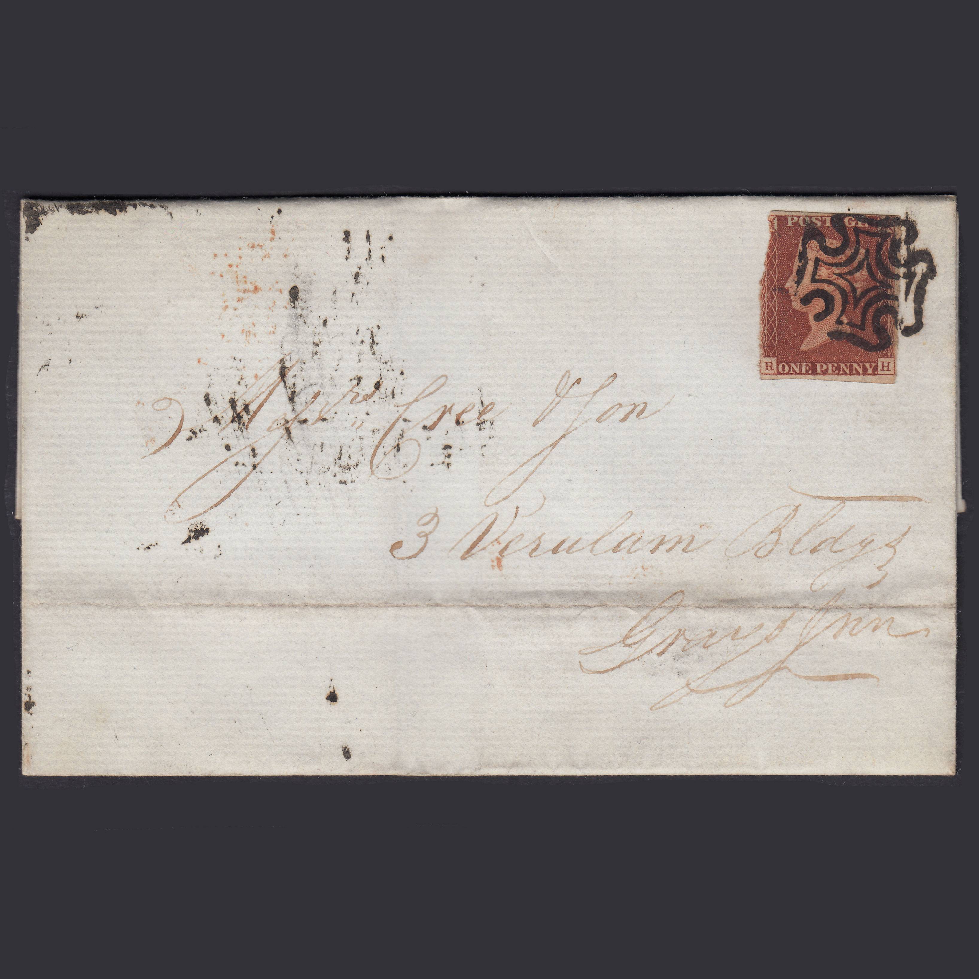 GB QV 1841 1d Red-Brown Plate 13 SG8-B1(1) RH PU MX On Wrapper