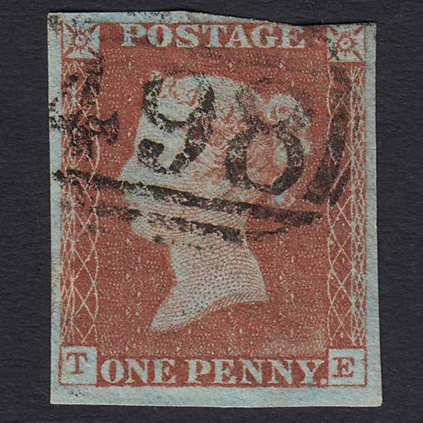 GB QV 1841 1d Red-brown (Plate 55) (SG8) 'TE' FU Manchester (498) nr 4M