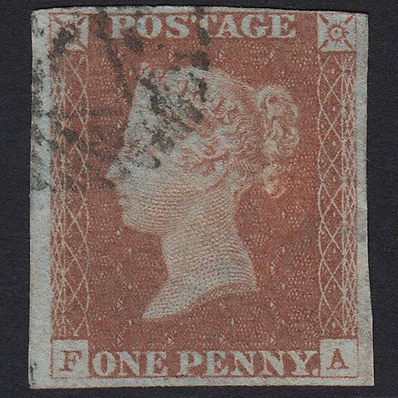 GB QV 1841 1d Red-brown (Plate 65) SG8-B1(1) FA FU London nr 4 Margins