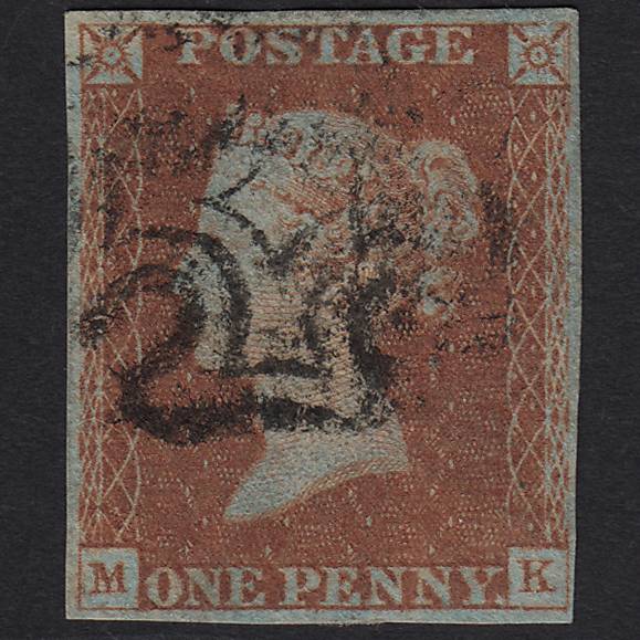 GB QV 1841 1d Red-brown (Plate 25) SG8-B1(1) MK FU Maltese X 4M Imperf