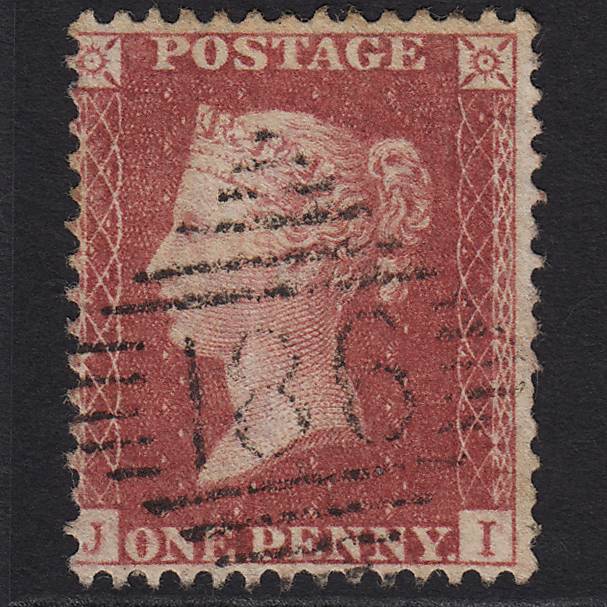 GB QV 1857 1d Rose-red (Plate 62) SG40-C10(1) JI GU Dublin 186