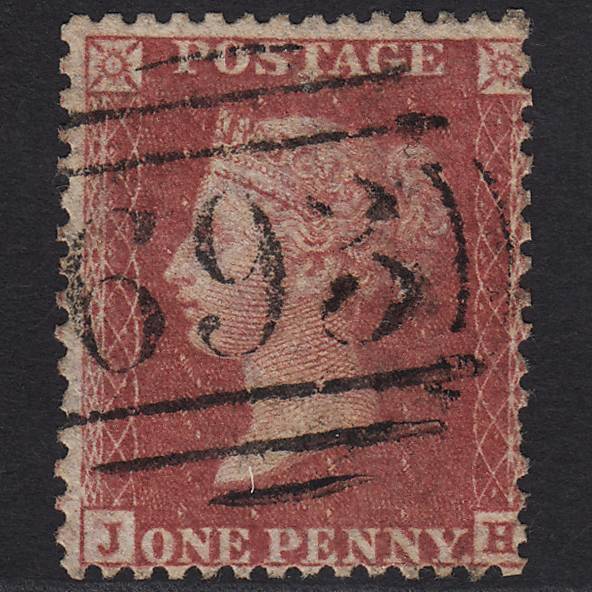 GB QV 1857 1d Rose-red (Plate 60) SG40-C10(1) JH FU Scarborough 693