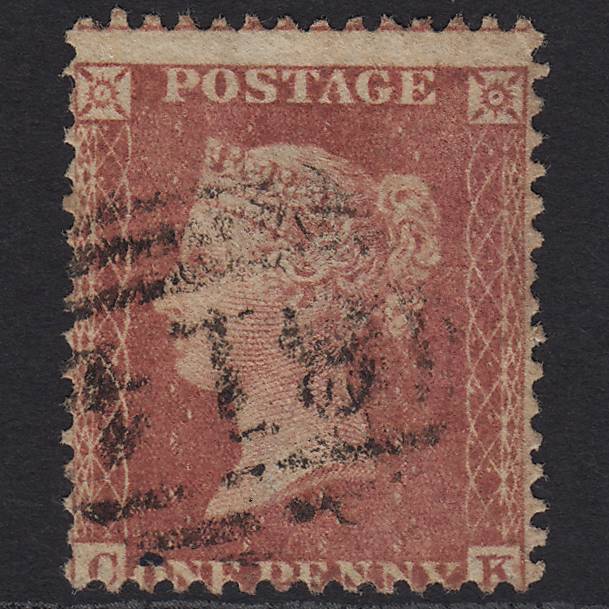 GB QV 1857 1d Rose-red (Plate 36) SG40-C10(1) CK GU Truro 814 Misperf