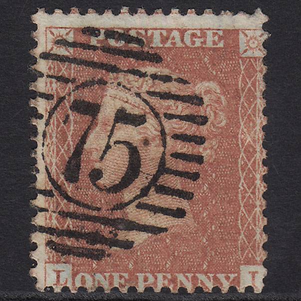 GB QV 1856 1d Red-brown (Plate 27) SG29-C8(1) LI GU London D&S 75